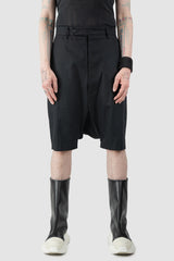 Rick Owens - Black Cotton Astaire Pod Shorts SS16 "Cyclops" - model front view - MONO-KROM | Gallery