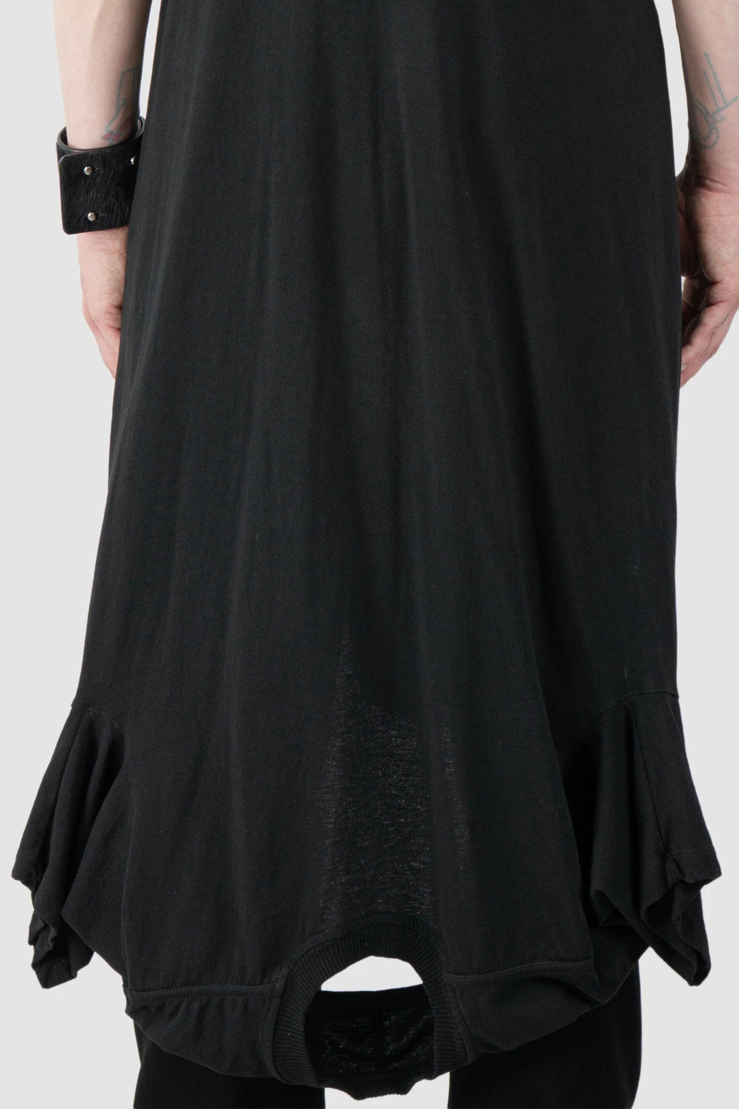Rick Owens - Black Double Wrap-Up Cyclops T-Shirt SS16 "Cyclops" - back hem detail view