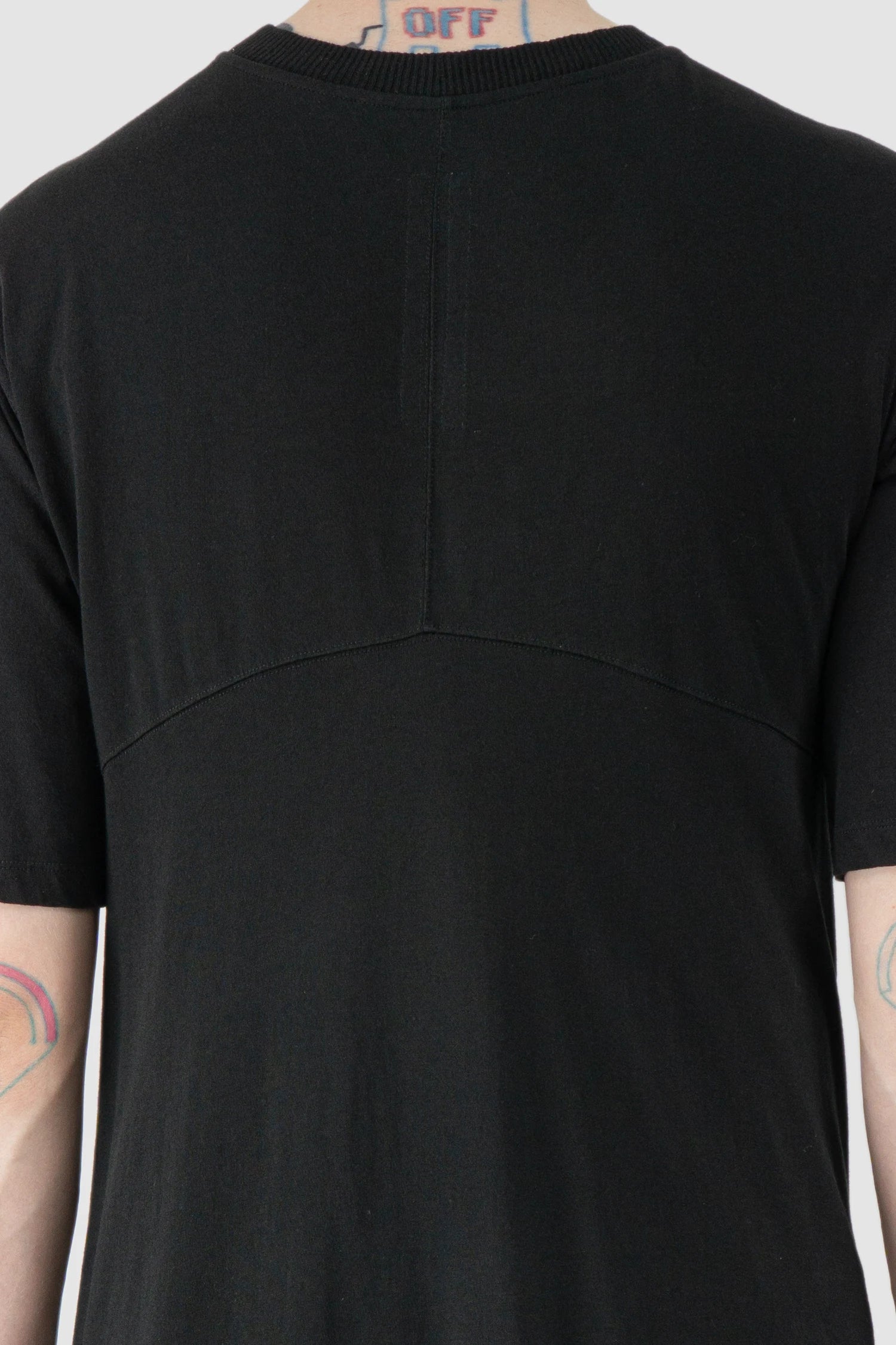 Rick Owens - Black Double Wrap-Up Cyclops T-Shirt SS16 "Cyclops" - neck detail view