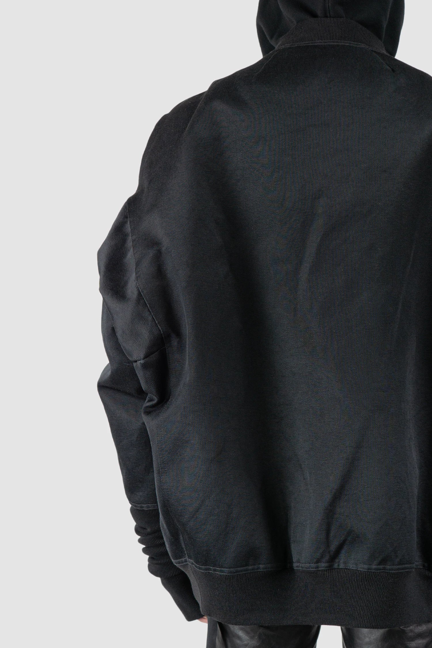 Rick Owens - Black Down Padded Jumbo Peter Flight Bomber Jacket FW22 "Strobe" - back detail view