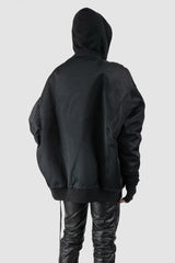Rick Owens - Black Down Padded Jumbo Peter Flight Bomber Jacket FW22 "Strobe" - model back side view