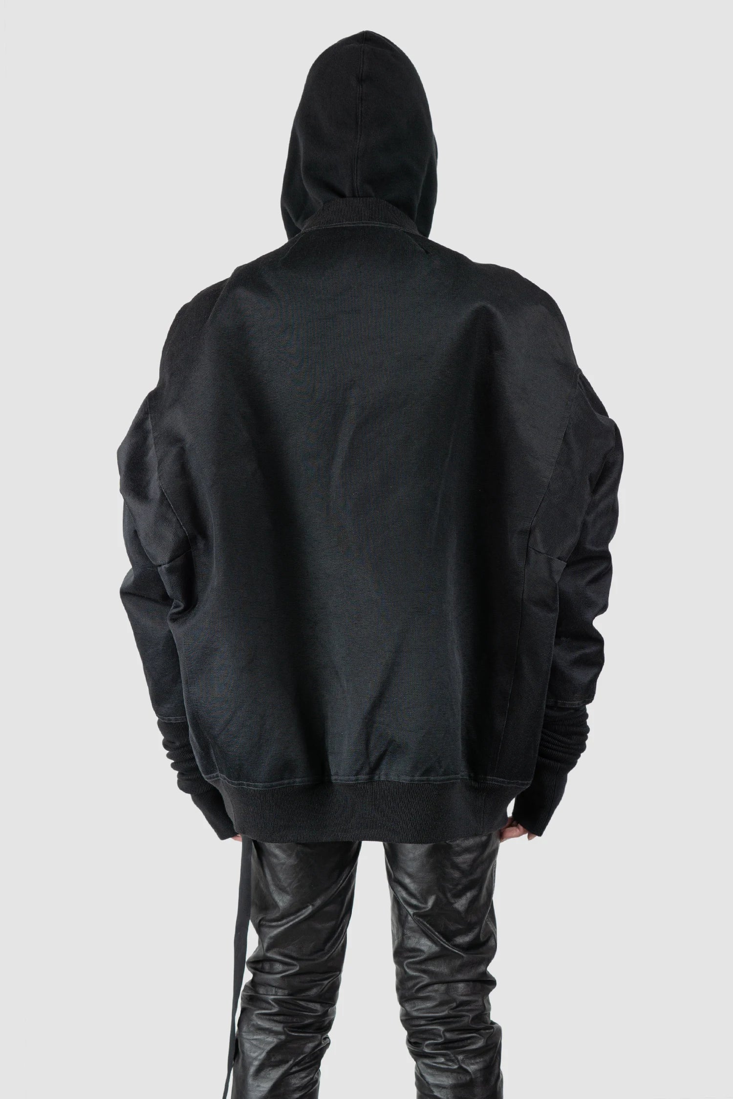 Rick Owens - Black Down Padded Jumbo Peter Flight Bomber Jacket FW22 "Strobe" - model back view