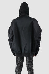 Rick Owens - Black Down Padded Jumbo Peter Flight Bomber Jacket FW22 "Strobe" - model back view