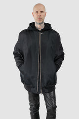 Rick Owens - Black Down Padded Jumbo Peter Flight Bomber Jacket FW22 "Strobe" - model relaxed view