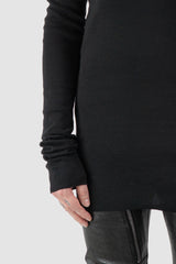 Rick Owens - Black Extended Shoulder Pad Long Sleeve FW20 "Performa" - hem detail view