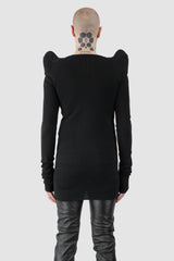 Rick Owens - Black Extended Shoulder Pad Long Sleeve FW20 "Performa" - model back view