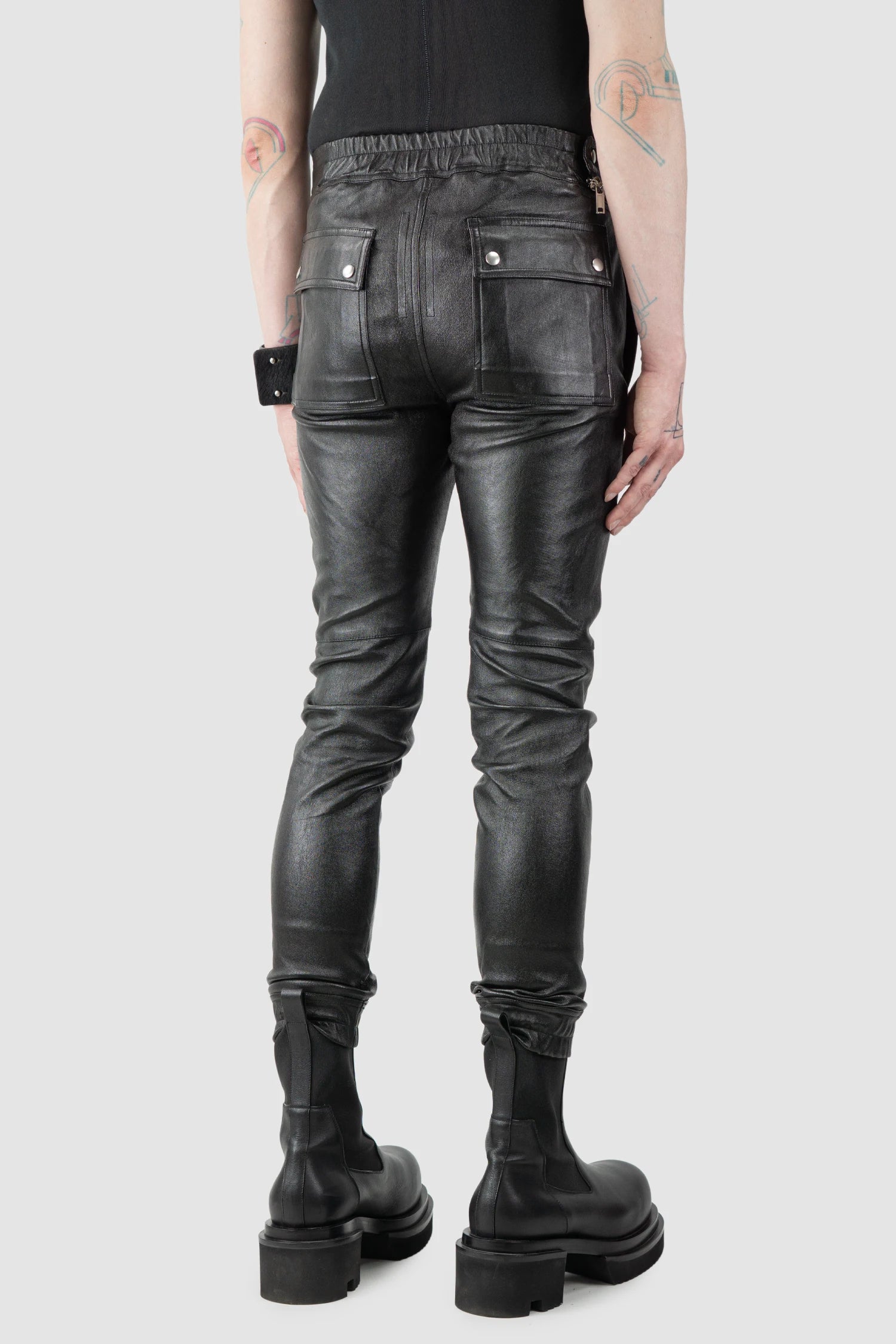 Rick Owens - Black Lamb Leather Air Cut Jeans FW19 