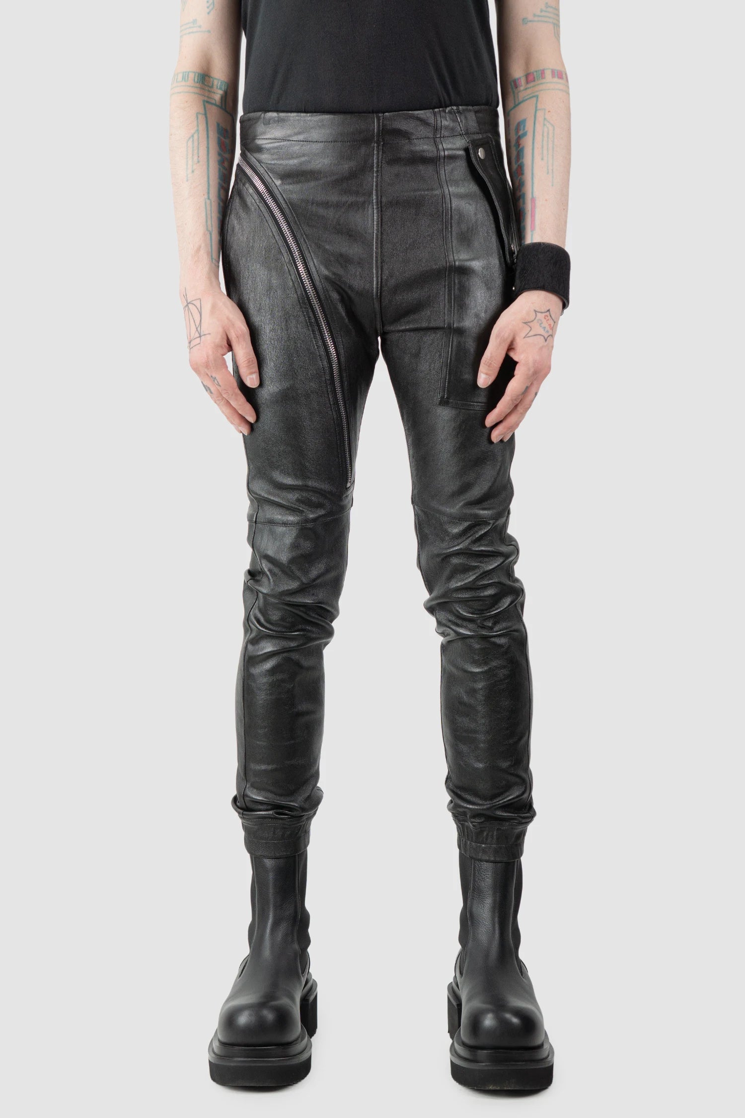 Rick Owens - Black Lamb Leather Air Cut Jeans FW19 