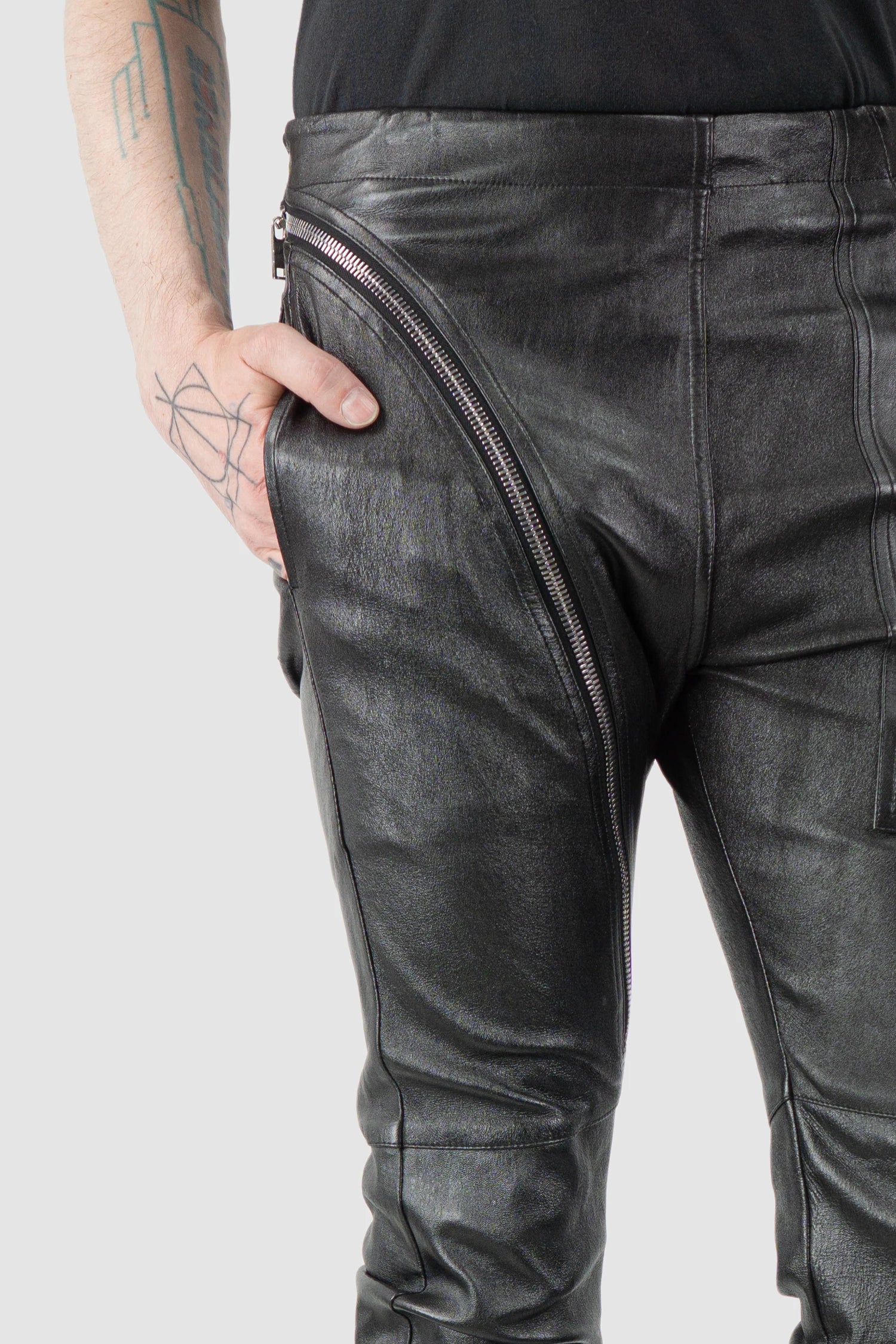 Rick Owens - Black Lamb Leather Air Cut Jeans FW19 