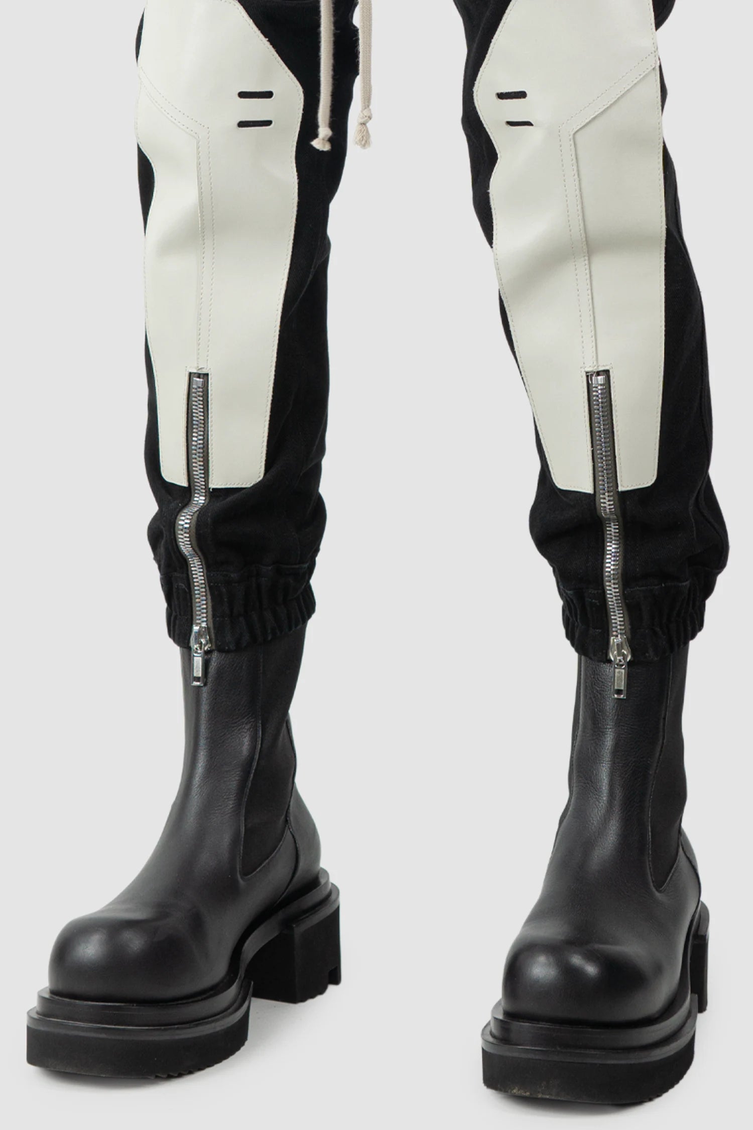 Rick Owens - Black Leather Patch Larry Cargo Joggers FW22 