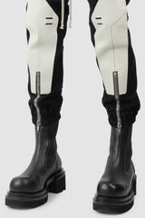 Rick Owens - Black Leather Patch Larry Cargo Joggers FW22 "Strobe" - hem detail view