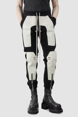 Rick Owens - Black Leather Patch Larry Cargo Joggers FW22 "Strobe" - model relaxed view