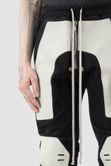 Rick Owens - Black Leather Patch Larry Cargo Joggers FW22 "Strobe" - waist detail view