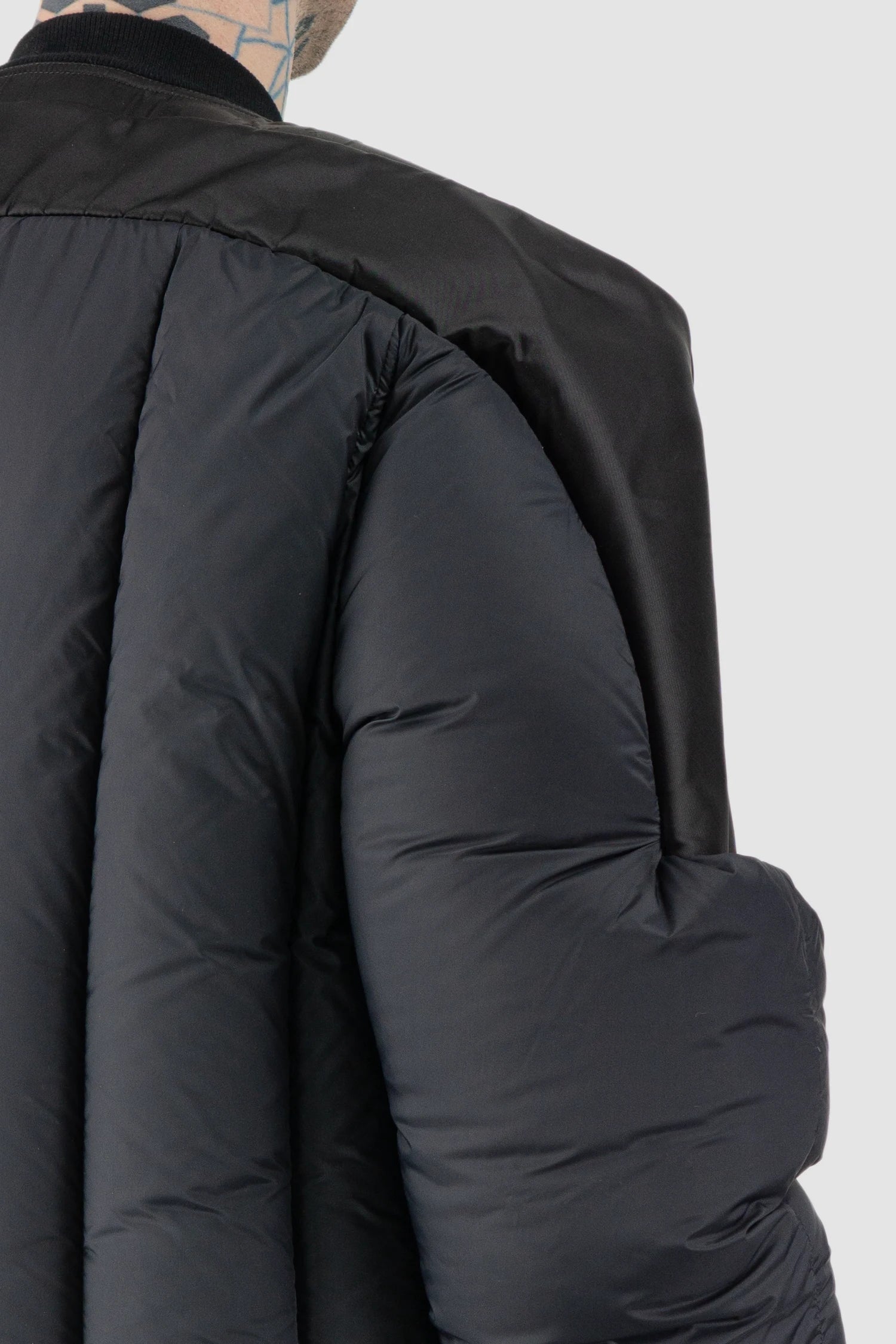 Rick Owens - Black Padded Shoulder Geth Bomber Down Jacket FW21 "Gethsemane" - back detail view