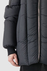 Rick Owens - Black Padded Shoulder Geth Bomber Down Jacket FW21 "Gethsemane" - front detail view