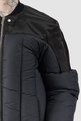 Rick Owens - Black Padded Shoulder Geth Bomber Down Jacket FW21 "Gethsemane" - shoulder detail view