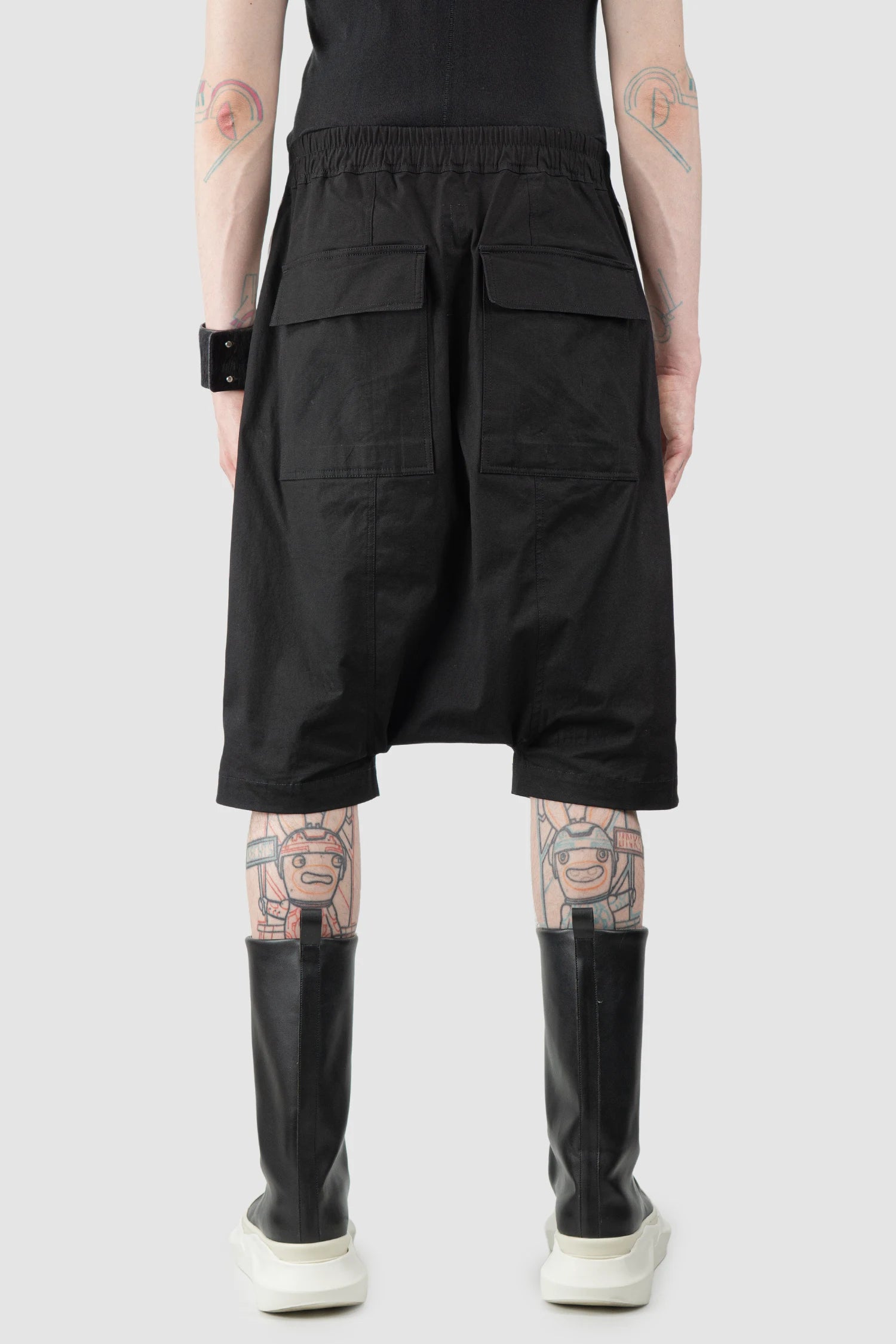 Rick Owens - Black & Pearl Patch Cotton Pod Shorts SS19 