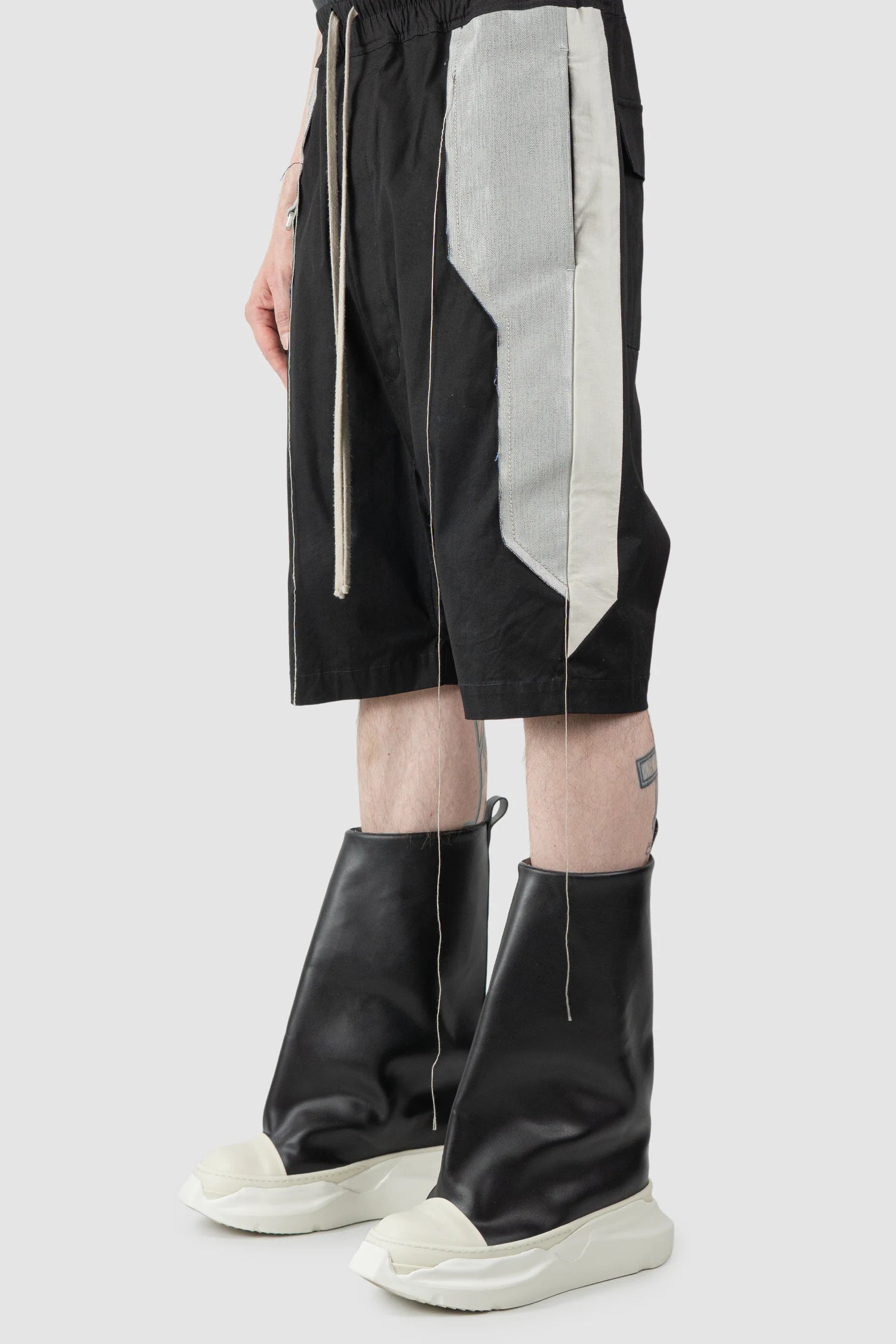 Rick Owens - Black & Pearl Patch Cotton Pod Shorts SS19 