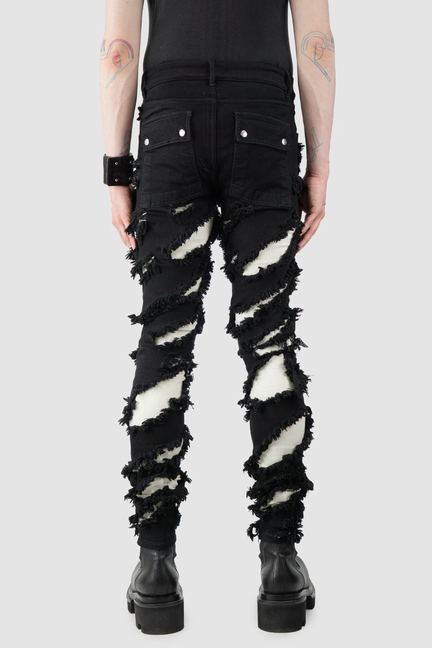 Rick Owens - Black & White Slash Tyrone Jeans FW21 