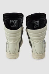 Rick Owens - Dirty Silver Leather Geobasket Sneakers SS15 "Faun" - back view