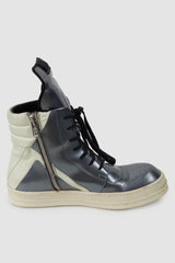 Rick Owens - Dirty Silver Leather Geobasket Sneakers SS15 "Faun" - left inside view