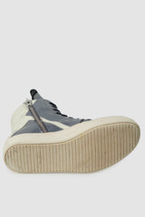 Rick Owens - Dirty Silver Leather Geobasket Sneakers SS15 "Faun" - left sole view