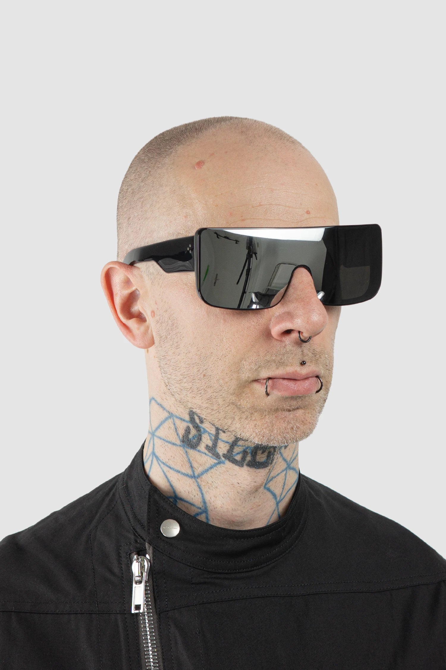 Rick Owens - Documenta Mirror Sunglasses - model front side view