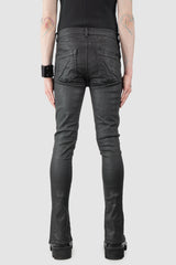 Rick Owens DRKSHDW - Black Waxed Tyrone Slit Cut Jeans FW20 "Performa" - model back view