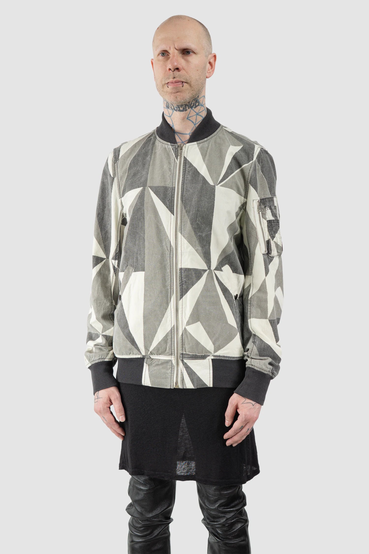 Rick Owens DRKSHDW - Geo Camo Bomber Jacket SS13 "Island" - model front  side view