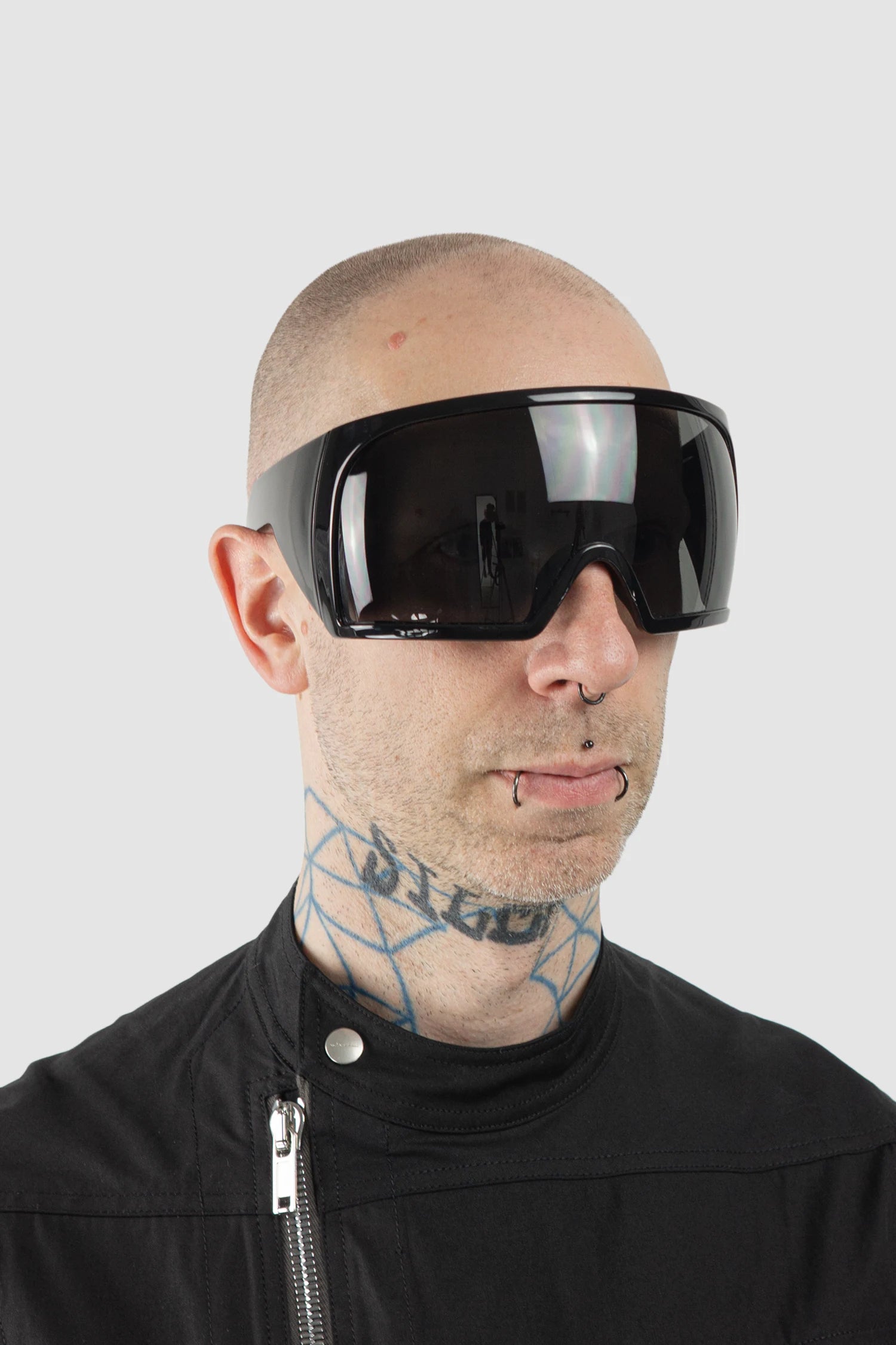 Rick Owens - Kriester Shiny Sunglasses - model front side view