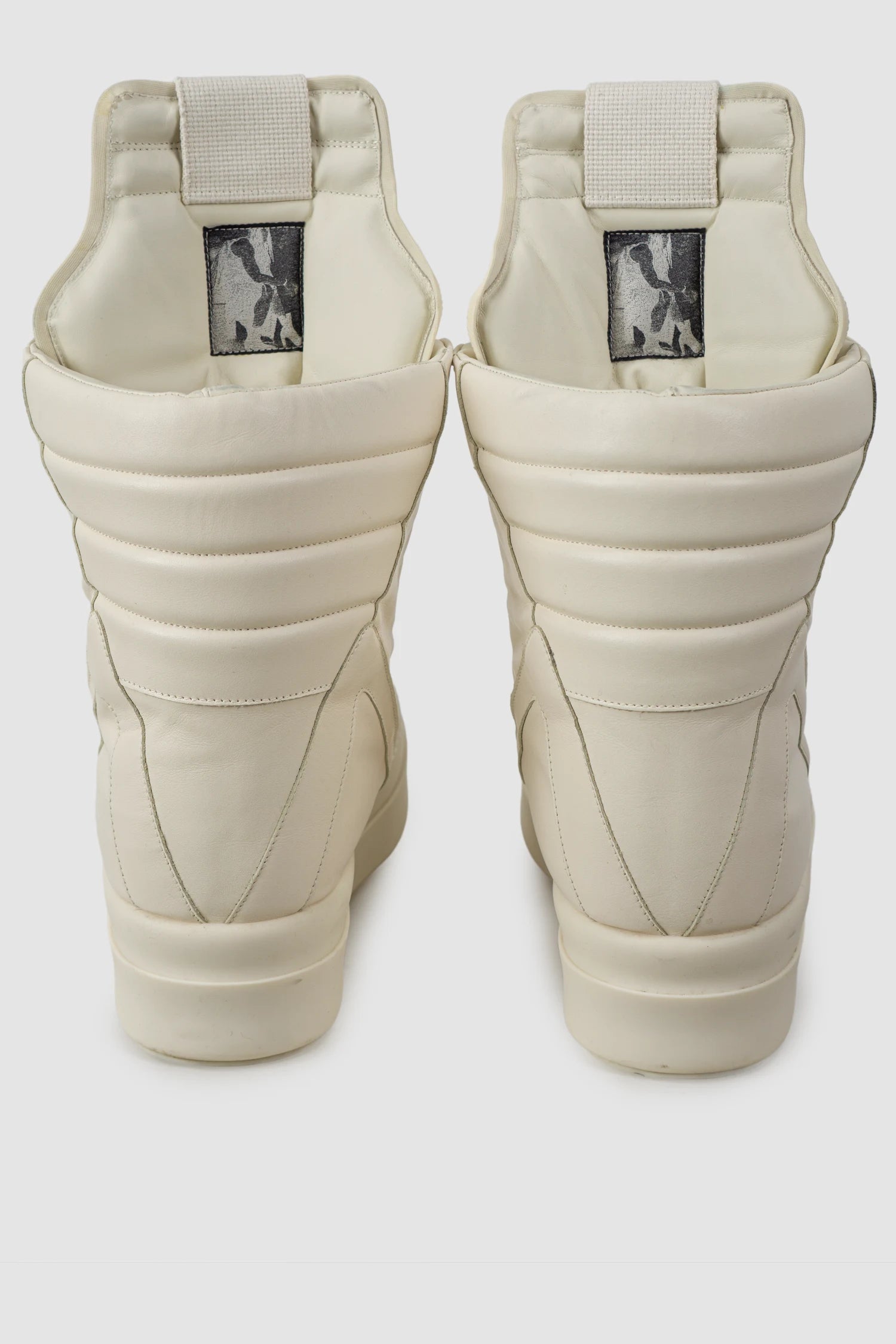 Rick Owens - Milk Mega Geobasket Sneakers FW24 "Porterville" - back view