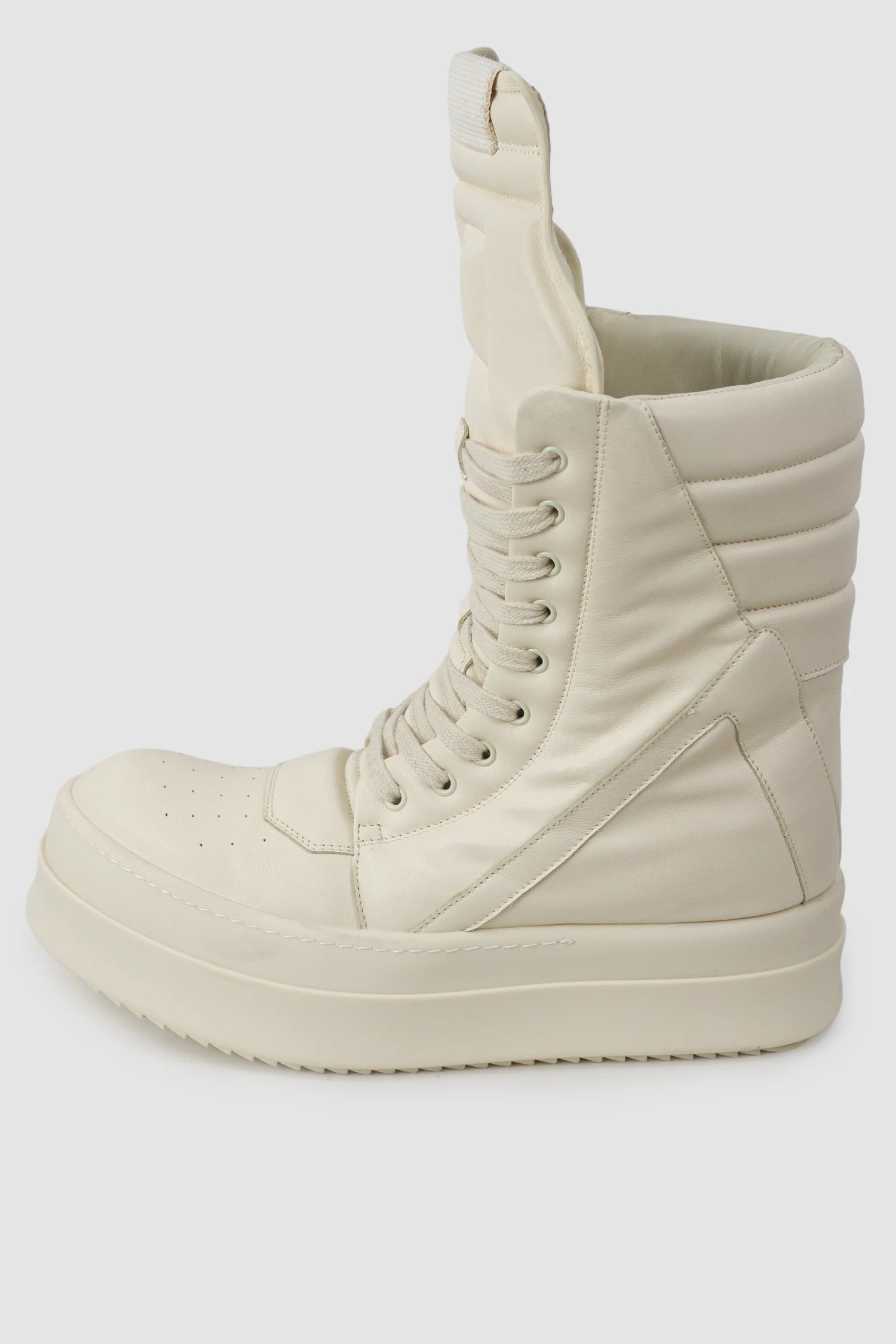 Rick Owens - Milk Mega Geobasket Sneakers FW24 "Porterville" - left outside view