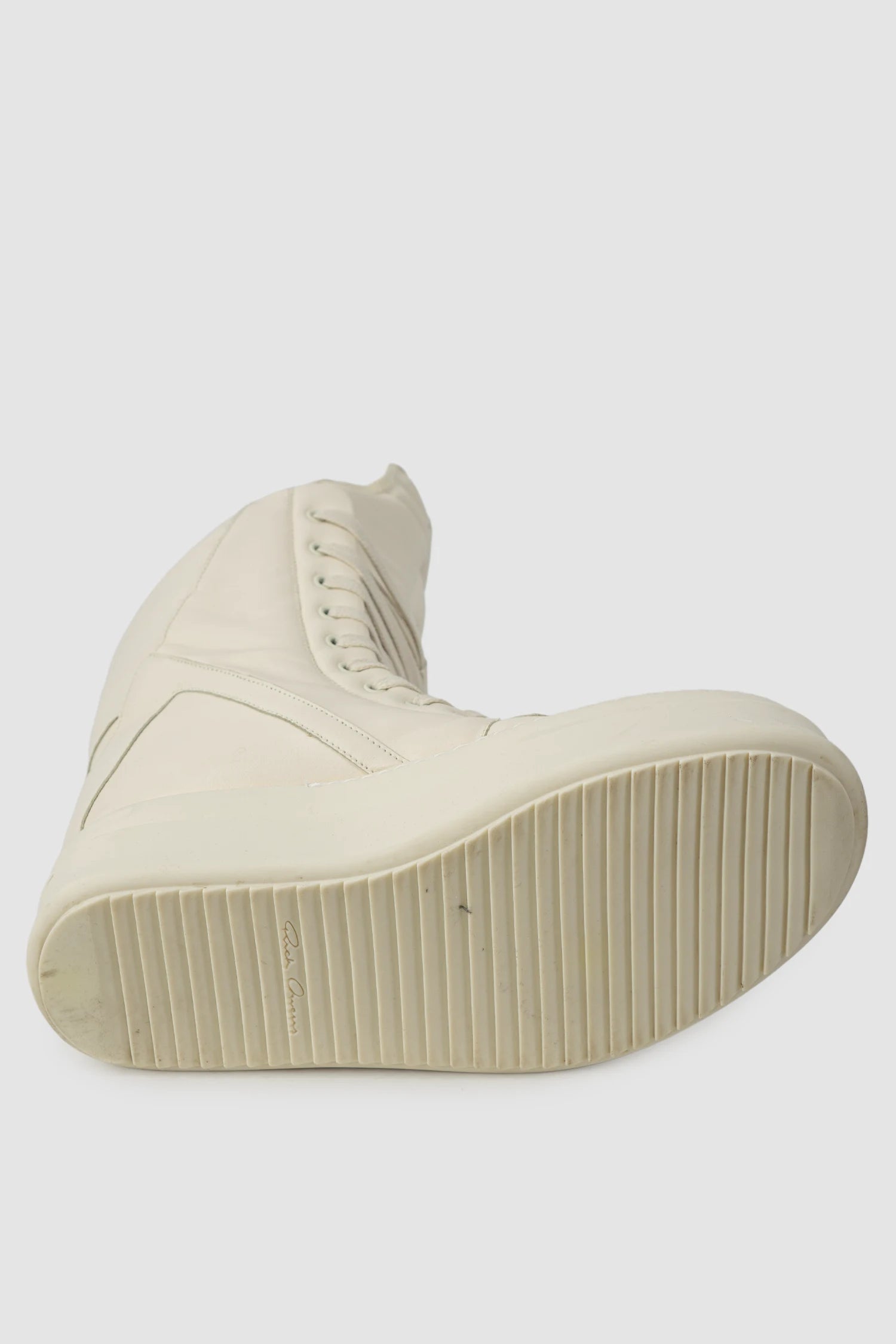 Rick Owens - Milk Mega Geobasket Sneakers FW24 "Porterville" - left sole view