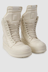 Rick Owens - Milk Mega Geobasket Sneakers FW24 "Porterville" - pair front right view - MONO-KROM | Gallery