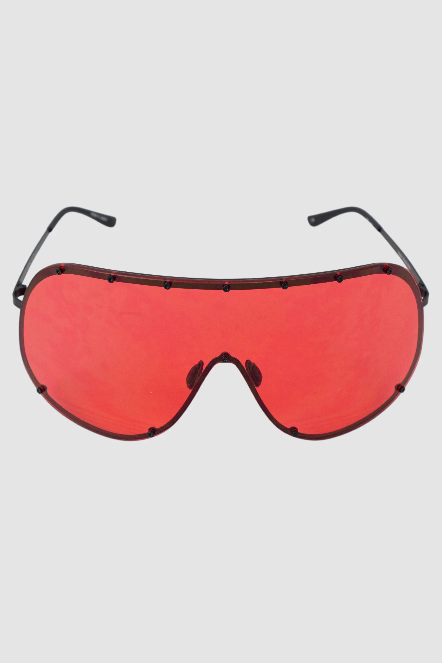 Rick Owens - Red Shield Sunglasses FW19 "Larry" - front view - MONO-KROM | Gallery