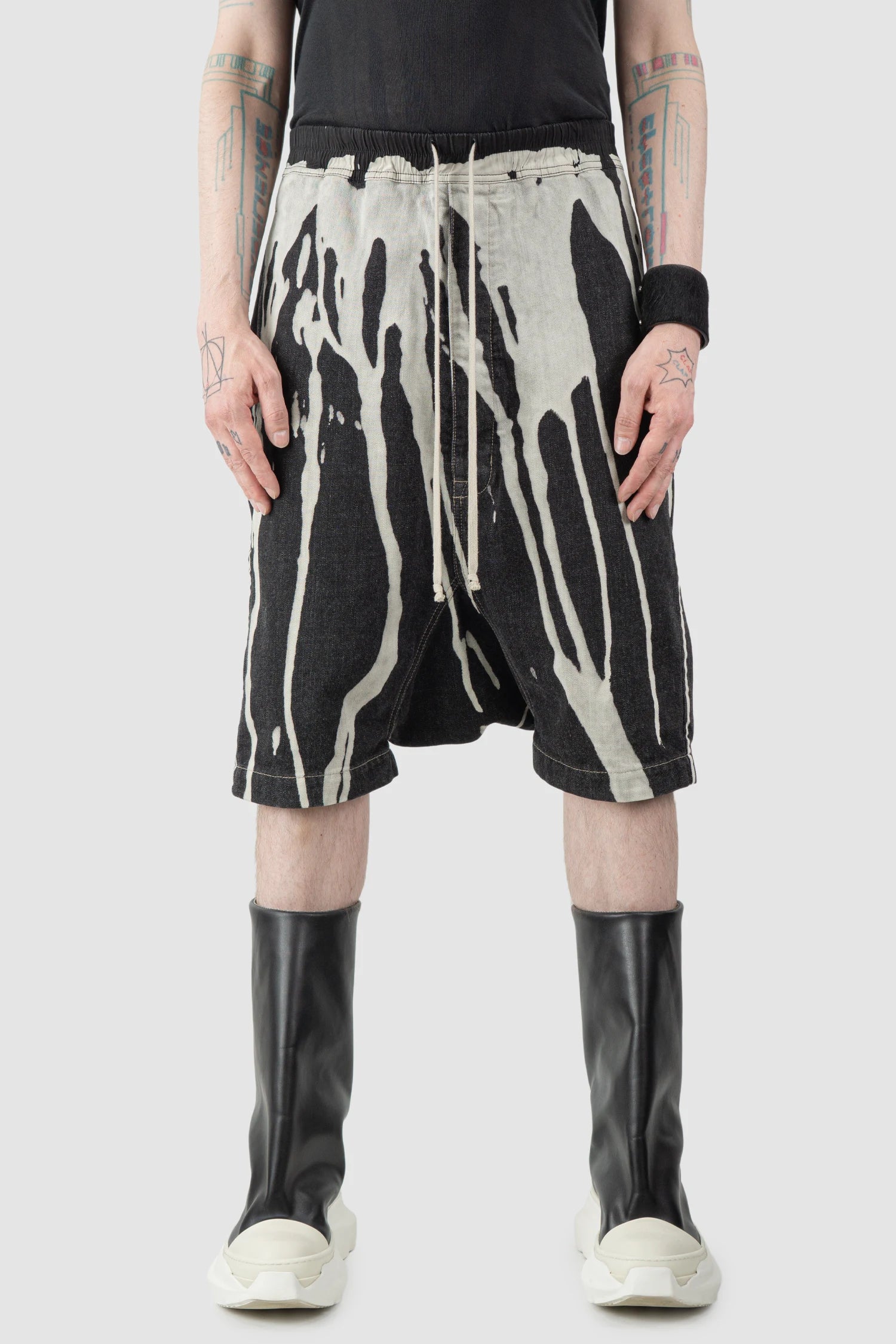 Rick Owens - Vomit Bleached Denim Pod Shorts FW16 