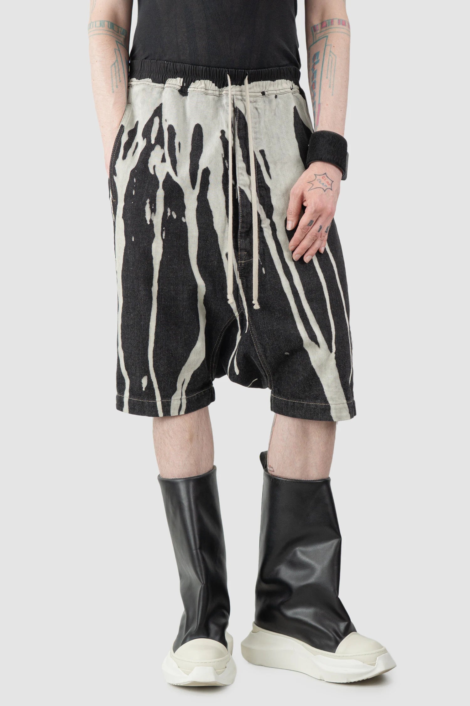 Rick Owens - Vomit Bleached Denim Pod Shorts FW16 