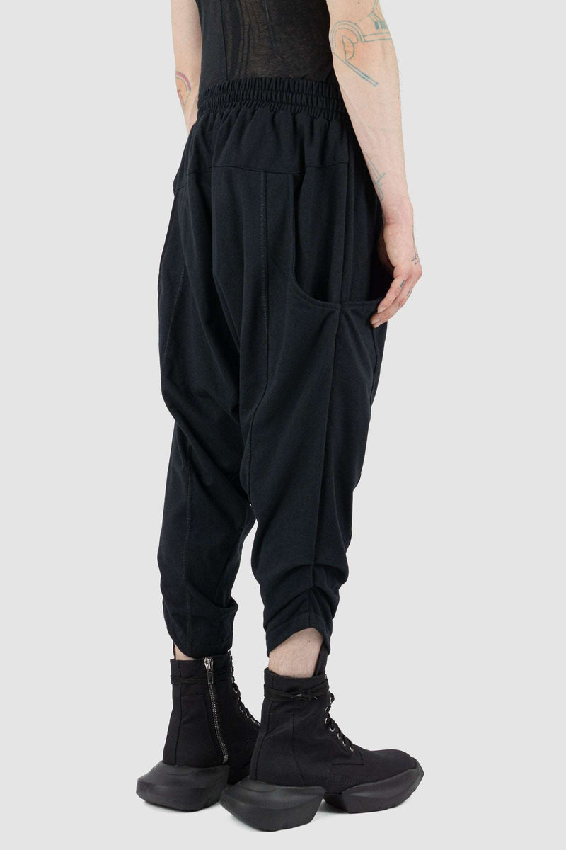 Back view of Black Jumbo Pocket Grant Pant Grunge with oversized fit, XCONCEPT