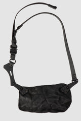 TEO+NG Paris - Black Adjustable Belt Leather Pouch with Zipper - item back view