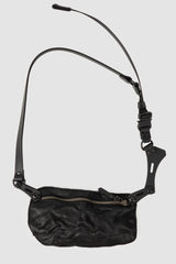 TEO+NG Paris - Black Adjustable Belt Leather Pouch with Zipper - item front view