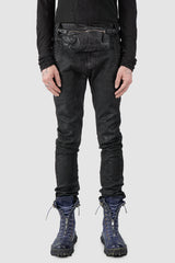 TEO+NG Paris - Black Adjustable Belt Leather Pouch with Zipper - model front view