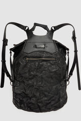 TEO+NG Paris - Black Crinkled Leather Backpack - Item back view