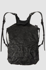 TEO+NG Paris - Black Crinkled Leather Backpack - Item front view