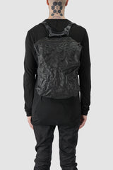TEO+NG Paris - Black Crinkled Leather Backpack - model back view