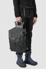 TEO+NG Paris - Black Crinkled Leather Backpack - model holding view