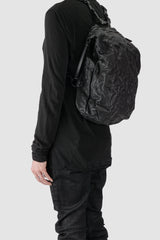 TEO+NG Paris - Black Crinkled Leather Backpack - model front side view