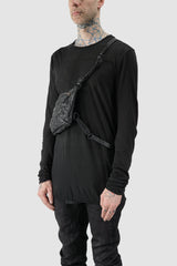 TEO+NG Paris - Black Harness Crossbody Leather Bag - model front side view