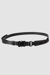 TEO+NG Paris - Black Leather Belt with Adjustable Nylon Strap - Item front view