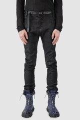TEO+NG Paris - Black Leather Belt with Adjustable Nylon Strap - model front view
