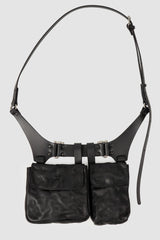 TEO+NG Paris - Black Leather Crossbody Double Pouch Bag - item front view